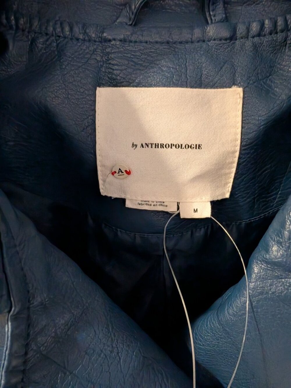 Anthropologie Navy Blue Faux Leather Moto Jacket NWT Size M - Picture 3 of 8